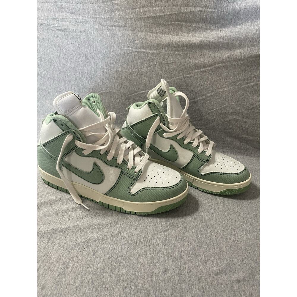 NWOT Nike Dunk Hi 1985 Shoes Enamel Green Denim Women Size 11 Sneaker - 9 Men’s